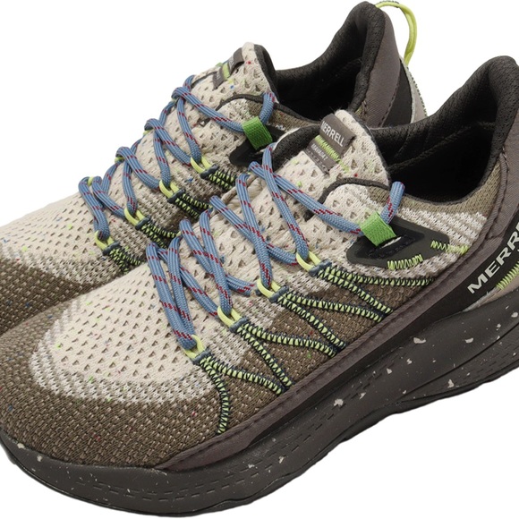 Merrell Cream and Brown Athletic Shoes with Blue Accents - Picture 1 of 10